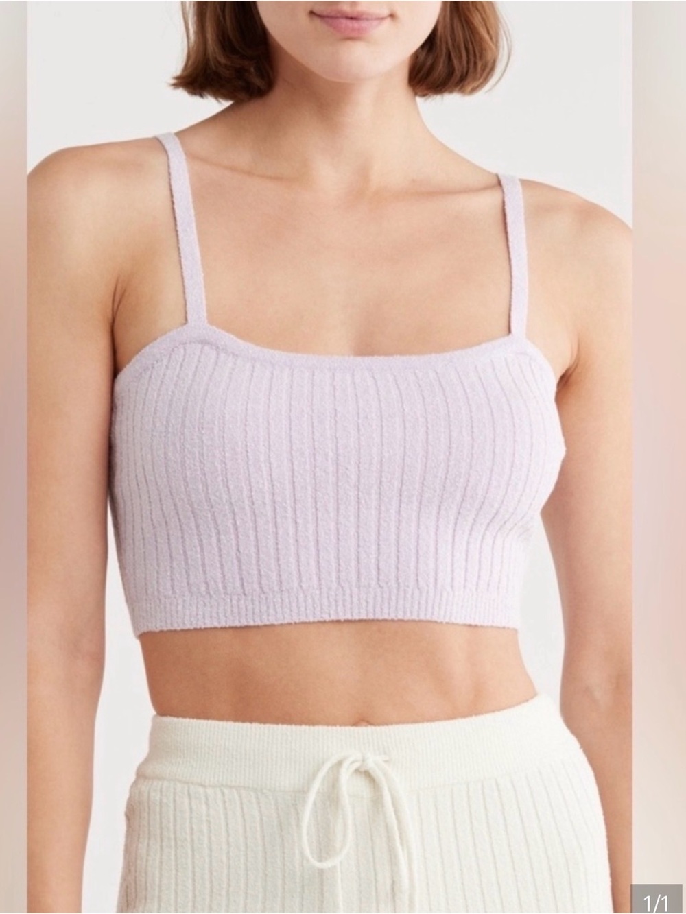 Good American Soft Terry Tube Bralette Lilac Lavender Size L NWT